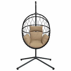 Acheter vidaXL Chaise suspendue en forme d'œuf et support taupe rotin et acier