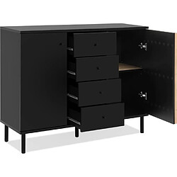 Acheter Buffet - MONZA 01B - Noir / Chene artisan - 2 portes - 4 tiroirs - 118 x 90 x 40 cm