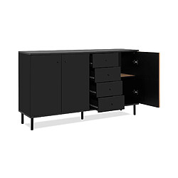 Avis Mes Buffet 3 portes 4 tiroirs 159,7x40x90,1 cm noir et naturel - MONS