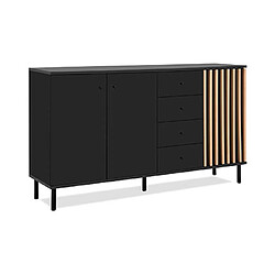 Mes Buffet 3 portes 4 tiroirs 159,7x40x90,1 cm noir et naturel - MONS