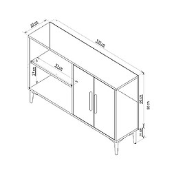 Mes Buffet 4 portes 120x30x80 cm décor chêne et noir pas cher