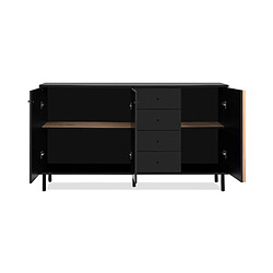 Acheter Mes Buffet 3 portes 4 tiroirs 159,7x40x90,1 cm noir et naturel - MONS