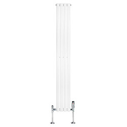 Monstershop Radiateur Ovale 1 Panneau & Vannes 1800 x 240 mm en Acier Blanc Horizontale