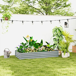 modfu Carré potager surélevé en acier galvanisé 180 x 90 x 30 cm coloris argent