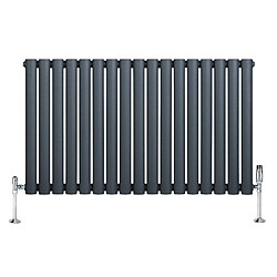 Monstershop Radiateur Ovale 1 Panneau & Vannes 600 x 1020 mm en Acier Anthracite Horizontale