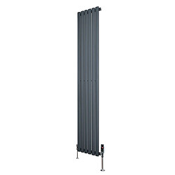 Monstershop Radiateur Ovale 1 Panneau & Vannes 1800 x 360 mm en Acier Anthracite Horizontale