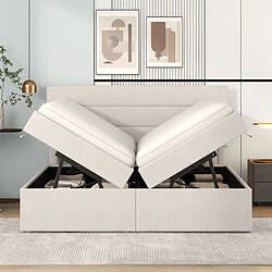 Pugsdrly Lit coffre 140x200 cm - Lin doux pour la peau - Beige