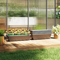 modfu Lot de 5 jardinières empilables en plastique gris 59 x 21 x 16 cm