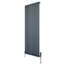 Monstershop Radiateur Ovale 1 Panneau & Vannes 1600 x 600 mm en Acier Anthracite Horizontale