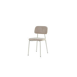Avis Homy France Lot 4 chaises salle à manger tissu taupe pieds métal blanc 44x43x80 cm AZRA
