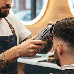 Avis Avizar Tondeuse USB-C 5W Sans Fil 2000mAh Motif Ciseaux et Barbe avec Écran LED Gris