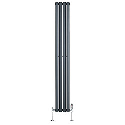 Monstershop Radiateur Ovale 1 Panneau & Vannes 1800 x 240 mm en Acier Anthracite Horizontale