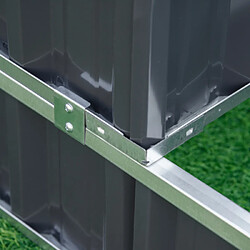 modfu Carré potager 3 niveaux en acier gris foncé 118x118x62 cm avec gants inclus