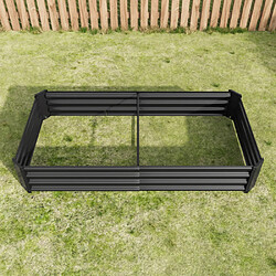 modfu Carré potager surélevé en métal noir 180x91x30 cm, bac de jardin ouvert en acier galvanisé pas cher