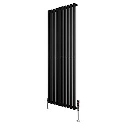 Monstershop Radiateur Ovale 1 Panneau & Vannes 1600 x 600 mm en Acier Noir Horizontale