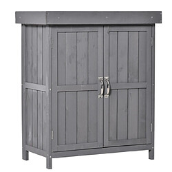 Acheter modfu Armoire de jardin en sapin gris 2 portes 2 étagères 74 x 43 x 88 cm