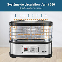 Avis YASHE Déshydrateur, 5 plateaux, minuteur 72 h, 240 W