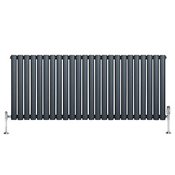 Monstershop Radiateur Ovale 1 Panneau & Vannes 600 x 1440 mm en Acier Anthracite Horizontale