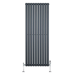 Monstershop Radiateur Ovale 1 Panneau & Vannes 1600 x 600 mm en Acier Anthracite Horizontale