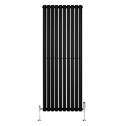 Monstershop Radiateur Ovale 1 Panneau & Vannes 1600 x 600 mm en Acier Noir Horizontale