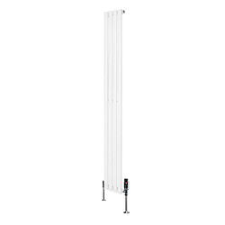 Monstershop Radiateur Ovale 1 Panneau & Vannes 1800 x 240 mm en Acier Blanc Horizontale
