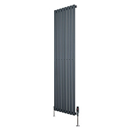Monstershop Radiateur Ovale à 1 Panneau & Vannes 1800 x 480 mm en Acier Anthracite Horizontale