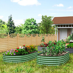 modfu Lot de 2 Carrés potagers surélevés en acier galvanisé vert 181 x 93 x 30 cm