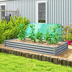 modfu Carré potager surélevé en acier galvanisé 240 x 120 x 30 cm argenté