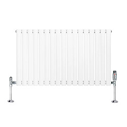 Monstershop Radiateur Ovale 1 Panneau & Vannes 600 x 1020 mm en Acier Blanc Horizontale