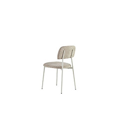 Homy France Lot 4 chaises salle à manger tissu taupe pieds métal blanc 44x43x80 cm AZRA pas cher