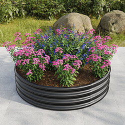 modfu Carré potager surélevé rond en acier galvanisé noir 61 x 61 x 30,5 cm