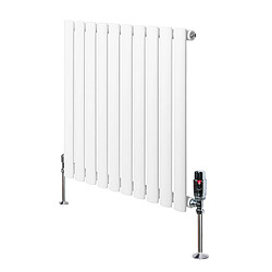 Monstershop Radiateur Ovale 1 Panneau & Vannes 600 x 600 mm en Acier Blanc Horizontale