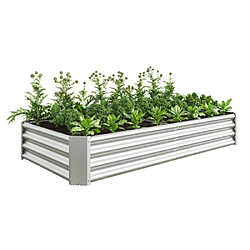 modfu Carré potager surélevé en métal galvanisé 180 x 91 x 30 cm argent