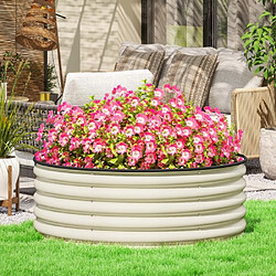 modfu Carré potager surélevé rond en acier crème 120 x 43 cm pour jardin et terrasse