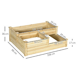 Avis modfu Carré potager surélevée 3 niveaux en bois de sapin naturel 108 x 88 x 36 cm