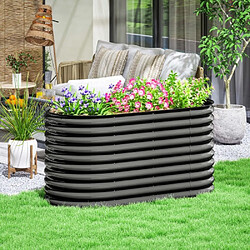 modfu Carré potager surélevé modulable en acier gris foncé 160 x 80 x 80 cm