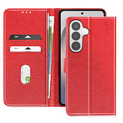 Avizar Étui Portefeuille pour Galaxy S26 Plus Série Chesterfield Grainé Stand Rouge