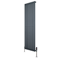 Monstershop Radiateur Ovale 1 Panneau & Vannes 1600 x 480 mm en Acier Anthracite Horizontale