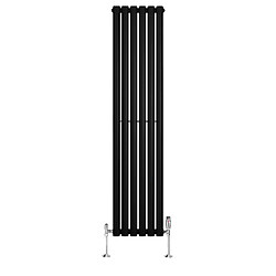 Monstershop Radiateur Ovale 1 Panneau & Vannes 1600 x 360 mm en Acier Noir Horizontale