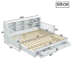 Acheter Pugsdrly Canapé-lit extensible - Bois massif - 90/180x190 cm - Blanc