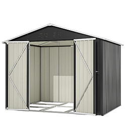 modfu Abri de jardin en métal noir avec porte coulissante verrouillable 240 x 180 x 191 cm pas cher