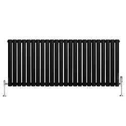 Monstershop Radiateur Ovale 1 Panneau & Vannes 600 x 1440 mm en Acier Noir Horizontale