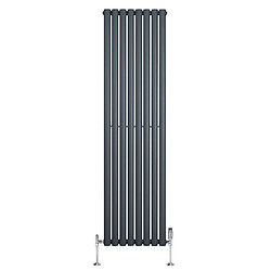 Monstershop Radiateur Ovale à 1 Panneau & Vannes 1800 x 480 mm en Acier Anthracite Horizontale