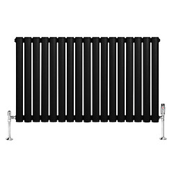 Monstershop Radiateur Ovale 1 Panneau & Vannes 600 x 1020 mm en Acier Noir Horizontale