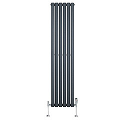 Monstershop Radiateur Ovale 1 Panneau & Vannes 1600 x 360 mm en Acier Anthracite Horizontale