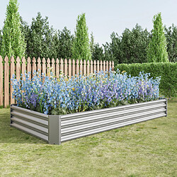 modfu Carré potager surélevé en métal galvanisé 232 x 113,5 x 30 cm argent
