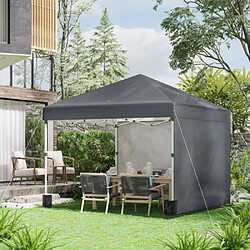 modfu Tonnelle pliante 3x3 m avec 2 parois, hauteur réglable, acier gris foncé