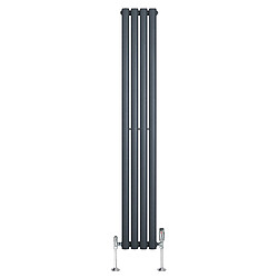 Monstershop Radiateur Ovale 1 Panneau & Vannes 1600 x 240 mm en Acier Anthracite Horizontale