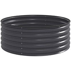 modfu Carré potager rond en acier gris foncé 120 x 43 cm pour jardin, balcon et terrasse