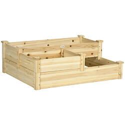 modfu Carré potager surélevée 3 niveaux en bois de sapin naturel 108 x 88 x 36 cm